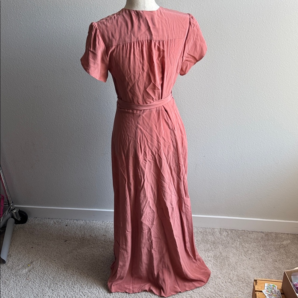 Christy Dawn The Autumn Dress Dusty Rose Silk Wrap Midi Dress size medium - Picture 5 of 7